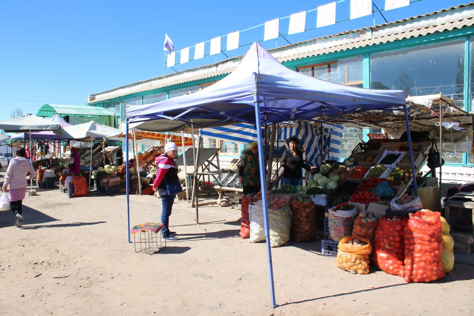 Central bazar of the chef lieu Kyzyl Suu, Jeti Oguz district, Issyk Kul Oblast, Kyrgyzstan