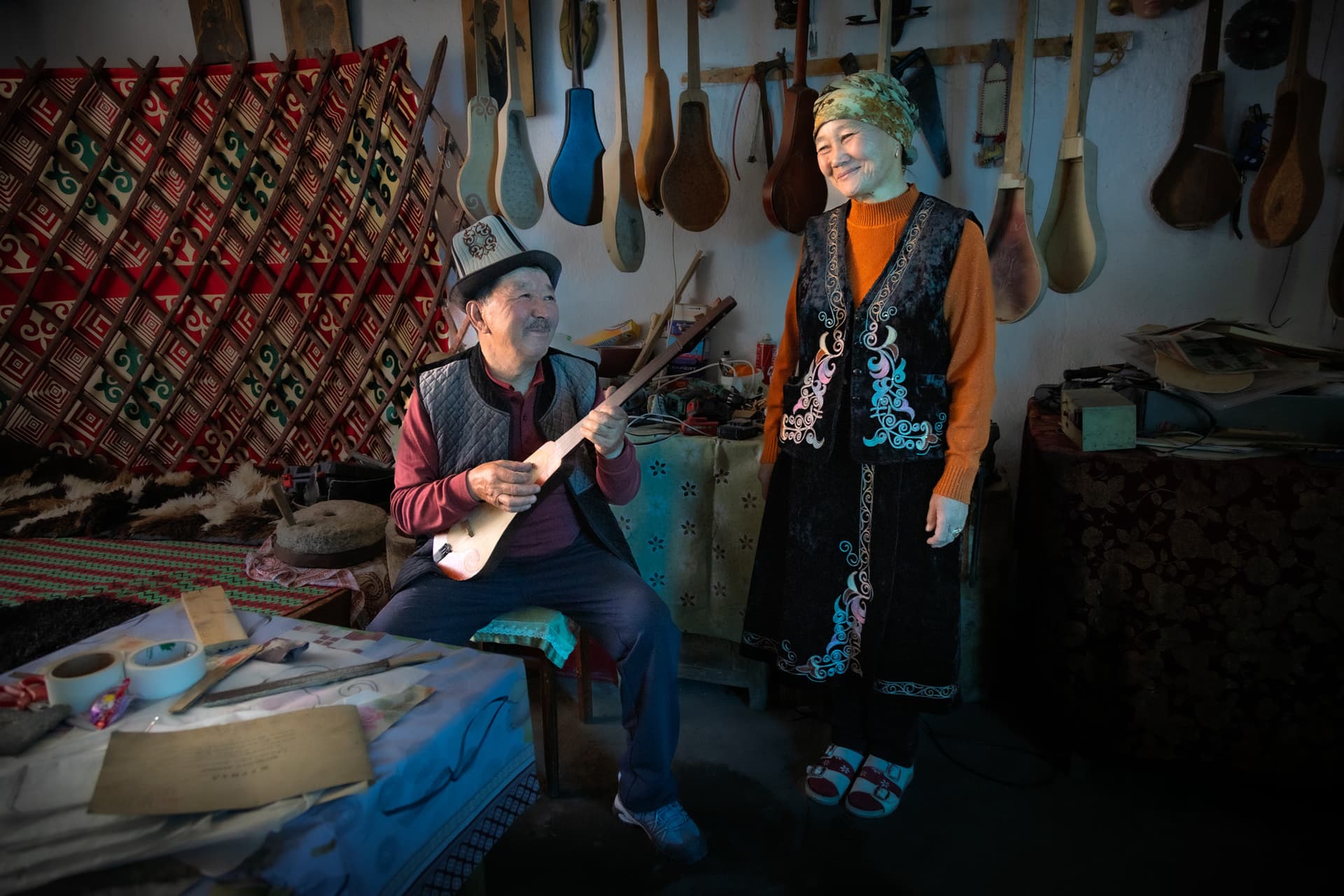 Portrait of a manufacturer of artisanal Kumuz and his wife